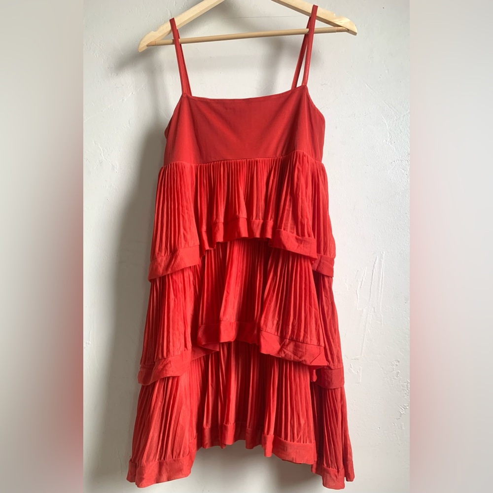 Orange, tiered, babydoll dress by H&M